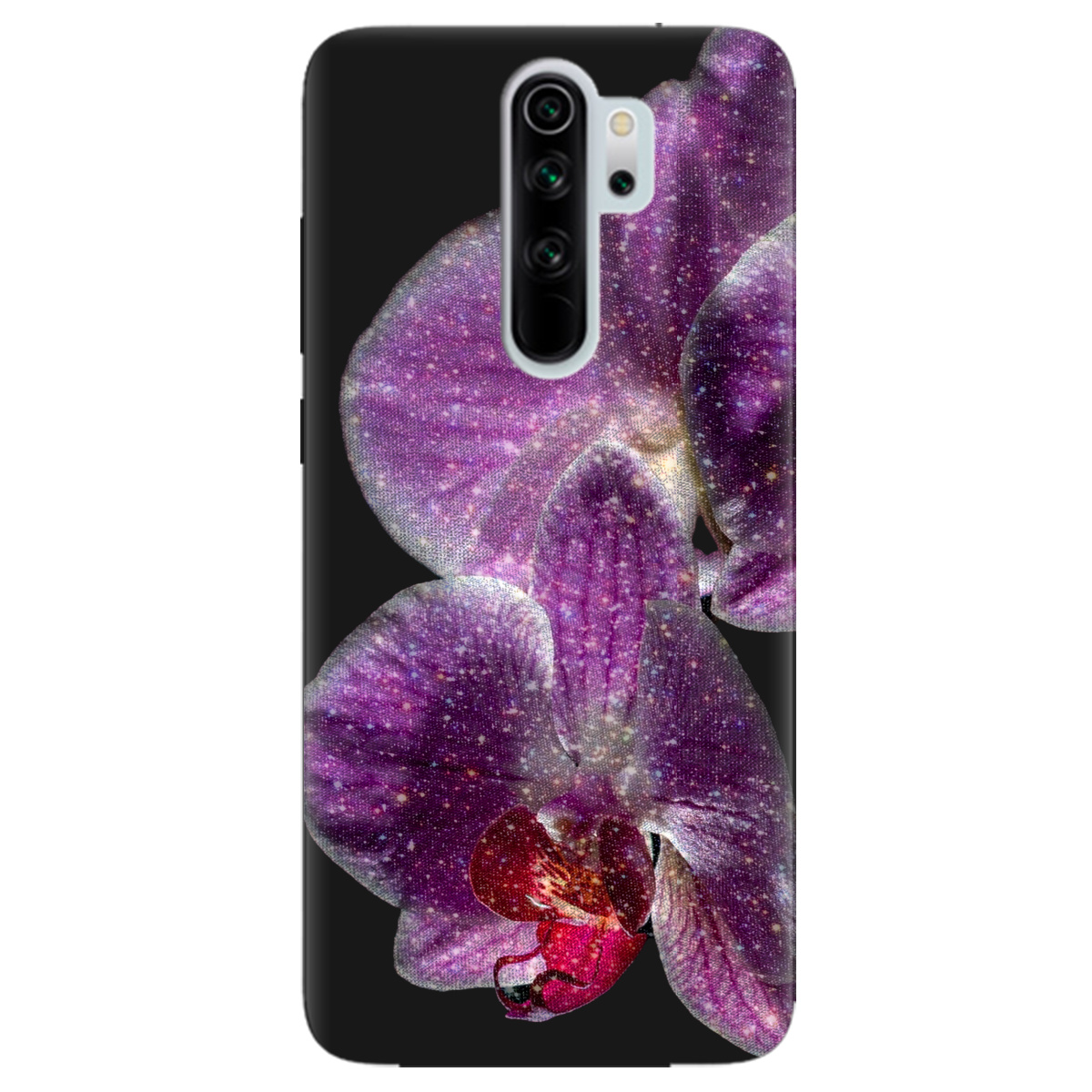 Чехол для Xiaomi Redmi Note 8 Pro черный матовый soft touch Волшебная орхидея - фото 1 - Чехлы для телефонов