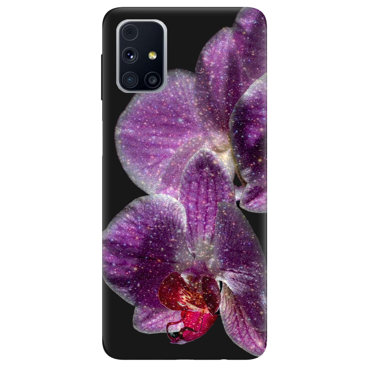 Чохол для Samsung Galaxy M31s чорний матовий soft touch Чарівна орхідея - фото 1 - Чохли для телефонів