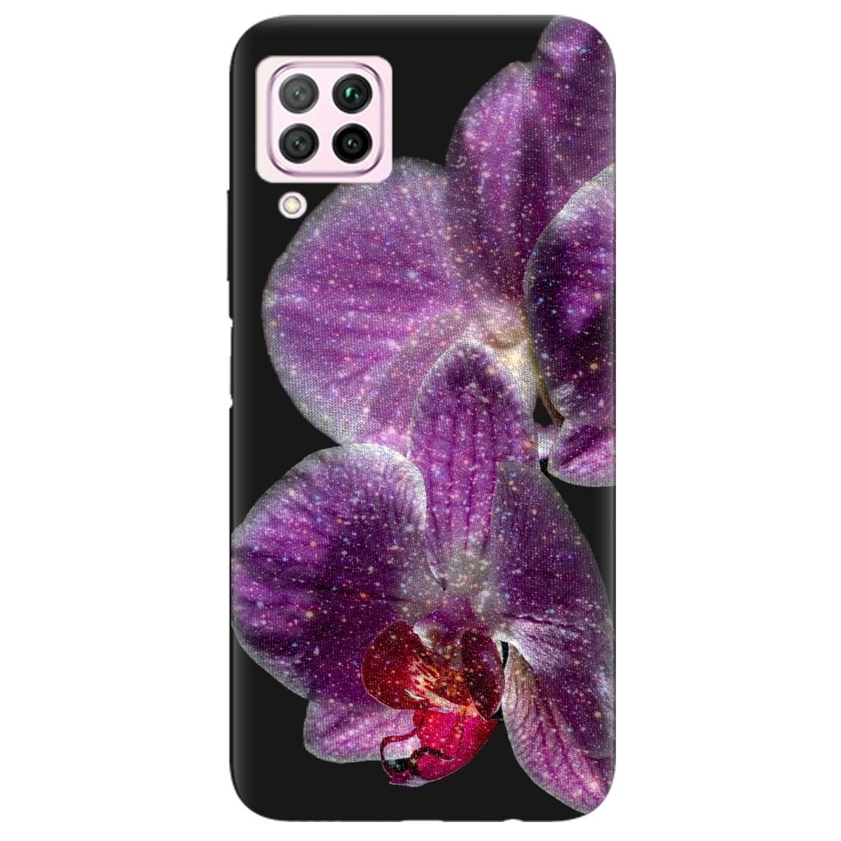 Чехол для Huawei P40 Lite черный матовый soft touch Волшебная орхидея - фото 1 - Чехлы для телефонов