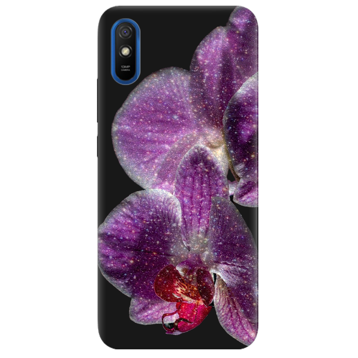 Чехол для Xiaomi Redmi 9A черный матовый soft touch Волшебная орхидея - фото 1 - Чехлы для телефонов
