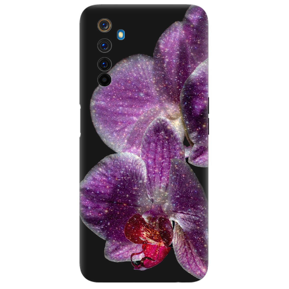 Чехол для Realme 6 Pro черный матовый soft touch Волшебная орхидея - фото 1 - Чехлы для телефонов