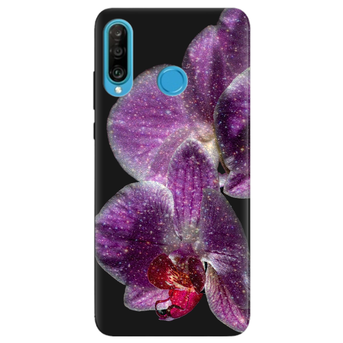 Чехол для Huawei P30 Lite черный матовый soft touch Волшебная орхидея - фото 1 - Чехлы для телефонов
