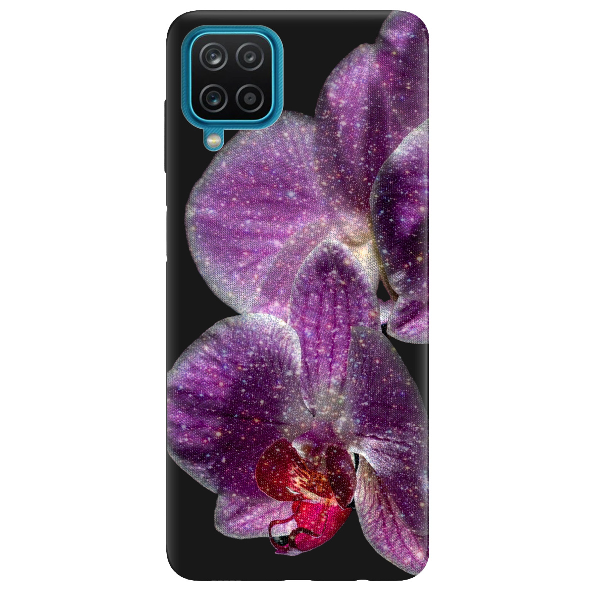 Чохол для Samsung Galaxy A12 4G чорний матовий soft touch Чарівна орхідея - фото 1 - Чохли для телефонів