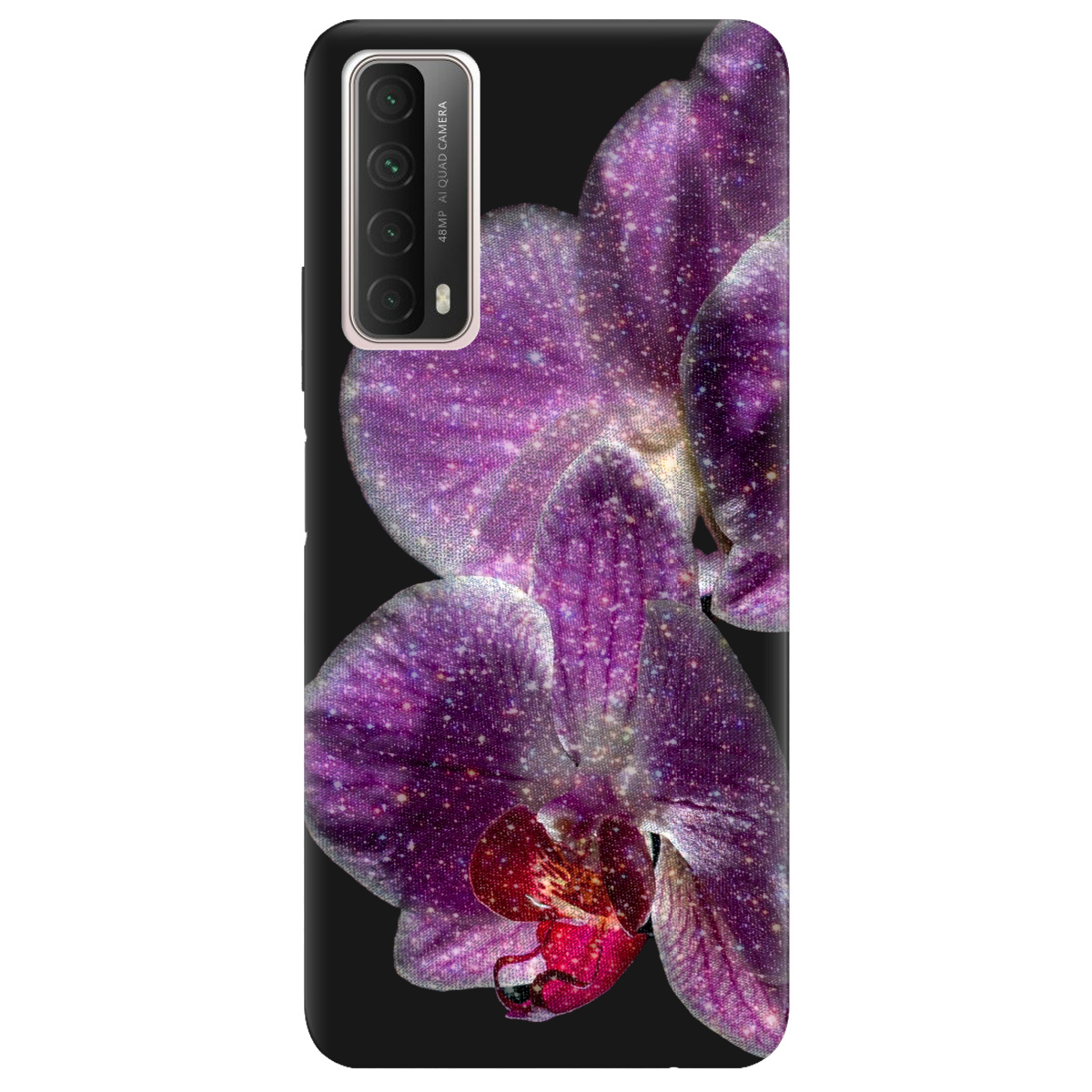 Чехол для Huawei P Smart 2021 черный матовый soft touch Волшебная орхидея - фото 1 - Чехлы для телефонов