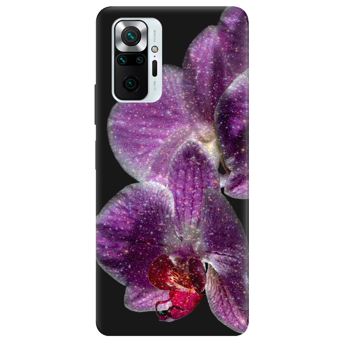 Чохол для Xiaomi Redmi Note 10 Pro чорний матовий soft touch Чарівна орхідея - фото 1 - Чохли для телефонів