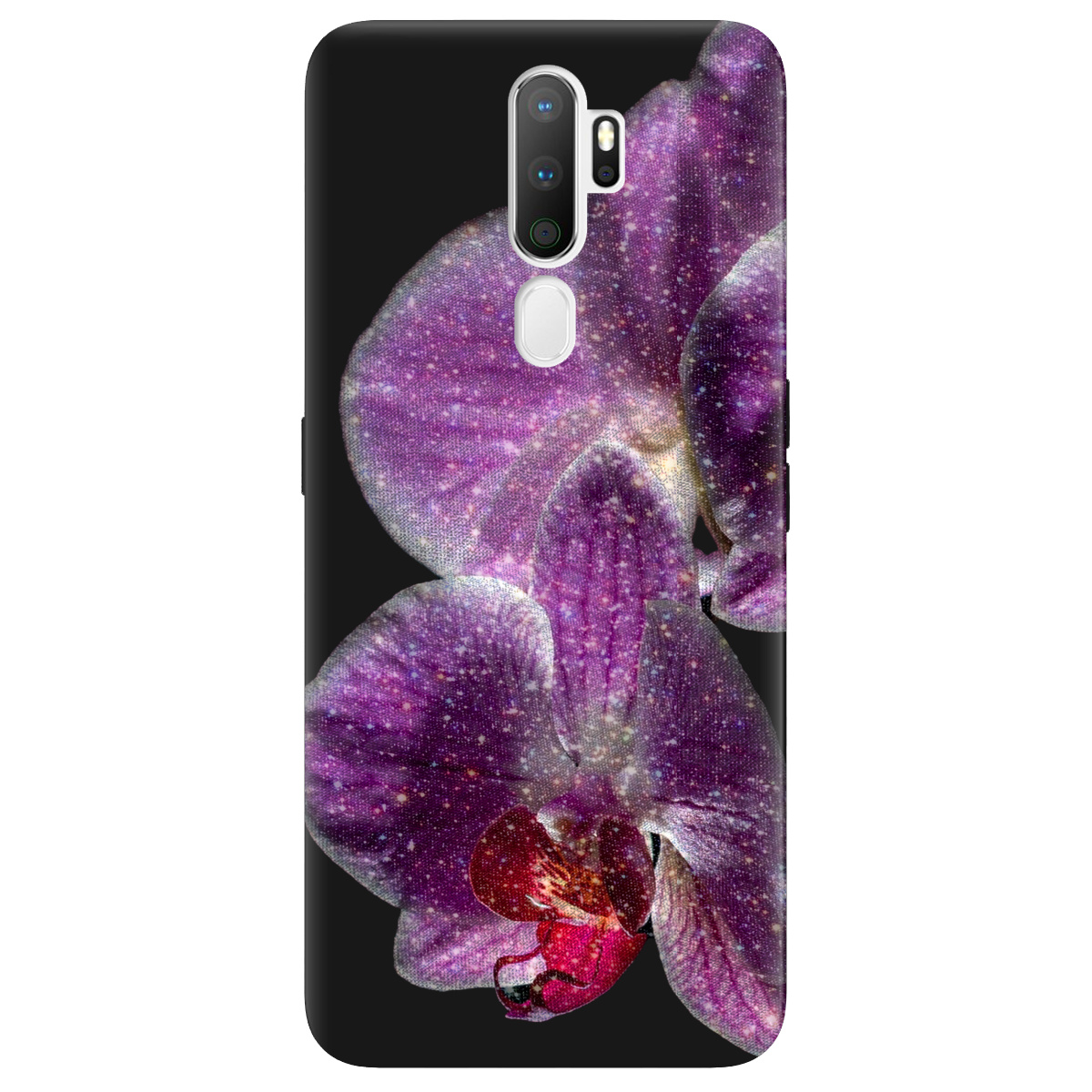 Чехол для Oppo A5 2020/A9 2020 черный матовый soft touch Волшебная орхидея - фото 1 - Чехлы для телефонов