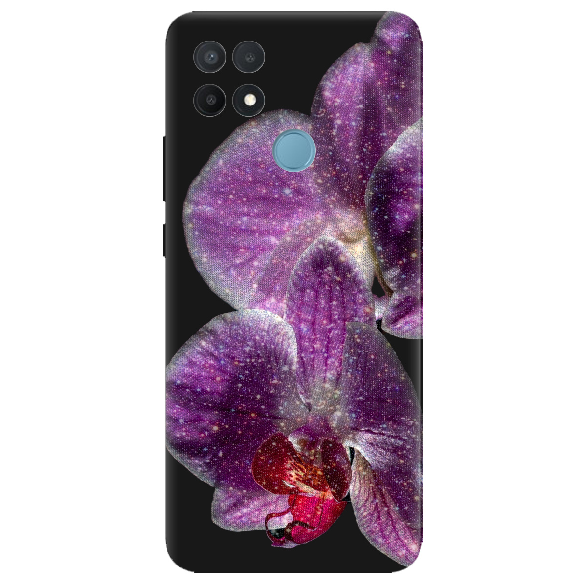 Чохол для Oppo A15s/ A15 чорний матовий soft touch Чарівна орхідея - фото 1 - Чохли для телефонів