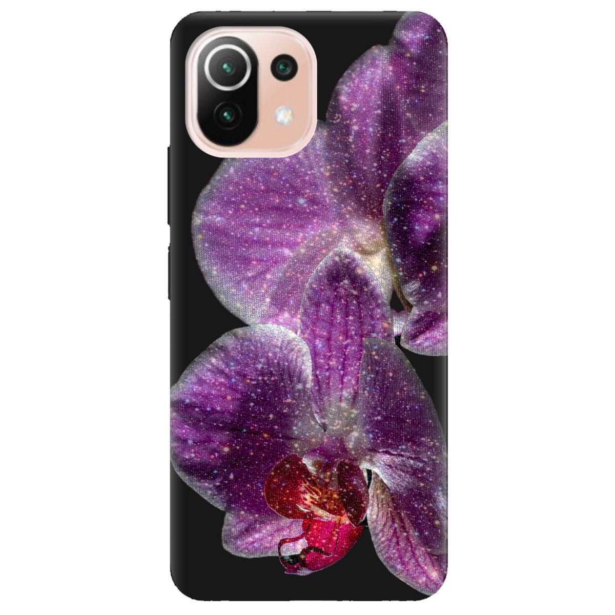 Чохол для Xiaomi Mi 11 lite чорний матовий soft touch Чарівна орхідея - фото 1 - Чохли для телефонів