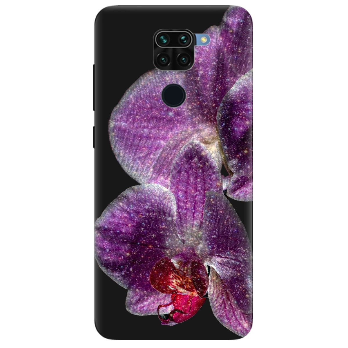 Чохол для Xiaomi Redmi Note 9 чорний матовий soft touch Чарівна орхідея - фото 1 - Чохли для телефонів