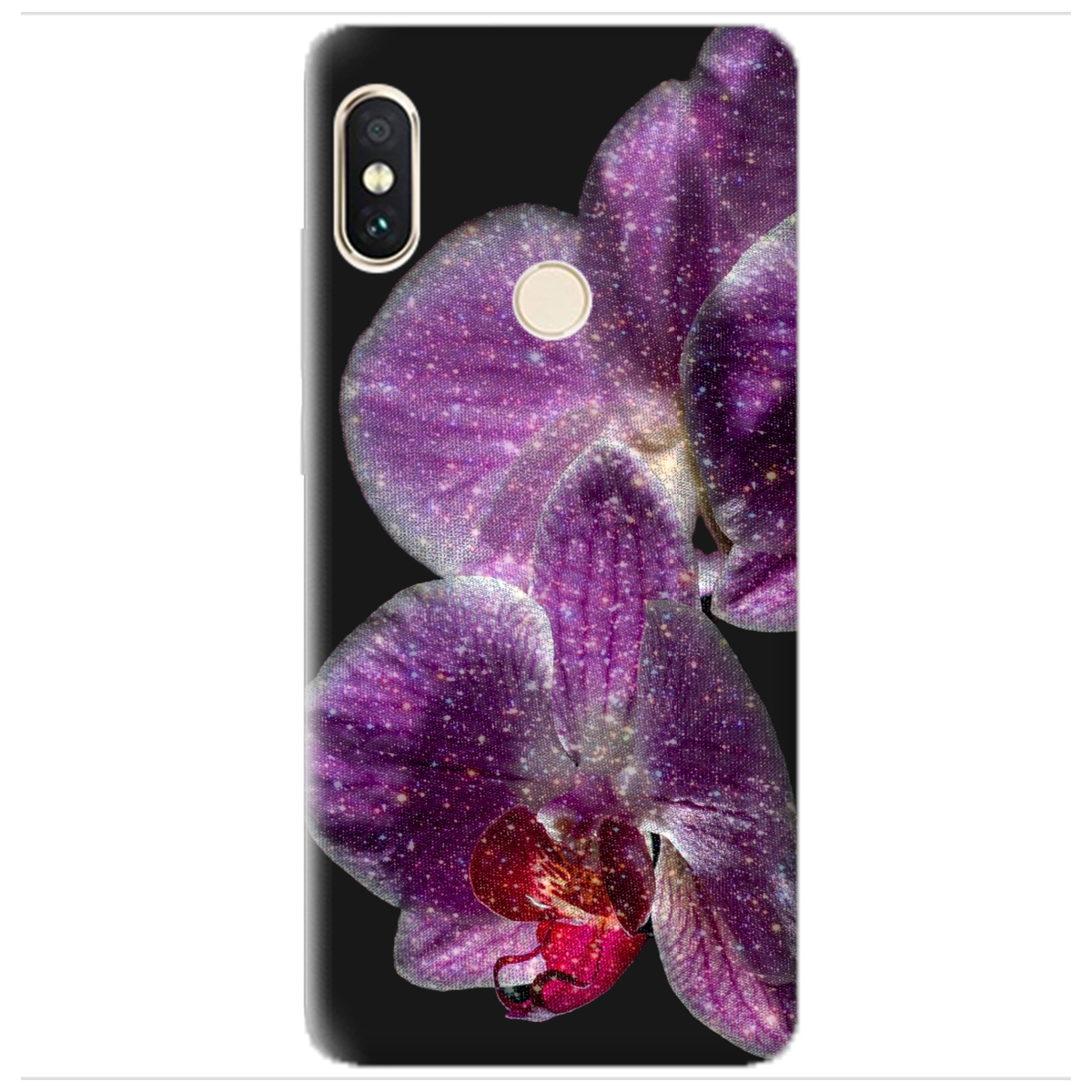 Чехол для Xiaomi Redmi Note 5 черный матовый soft touch Волшебная орхидея - фото 1 - Чехлы для телефонов