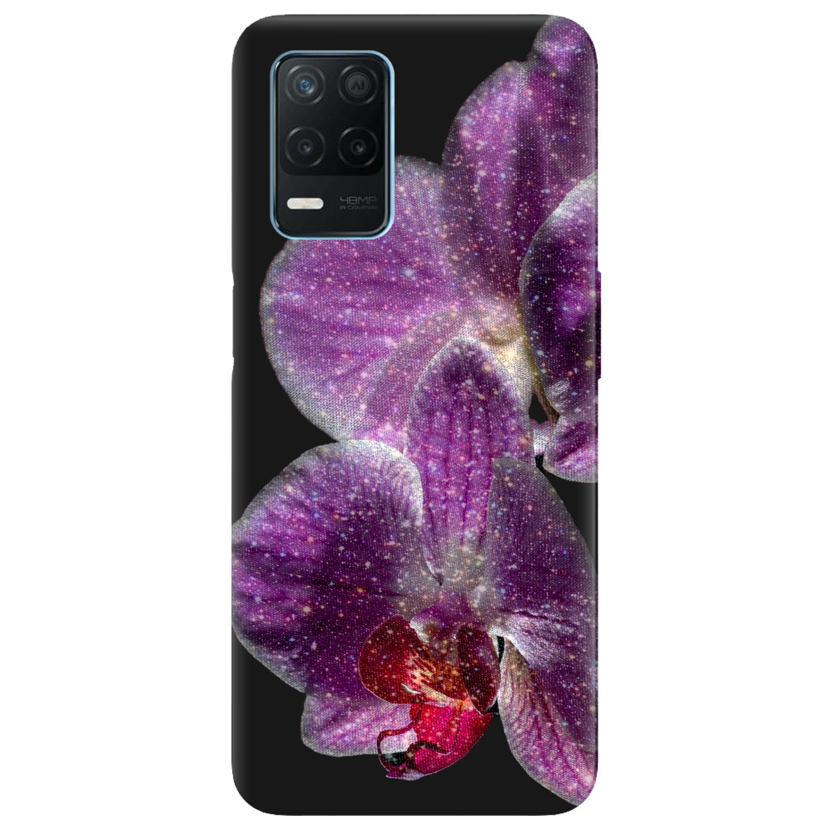 Чехол для Realme 8 4G черный матовый soft touch Волшебная орхидея - фото 1 - Чехлы для телефонов