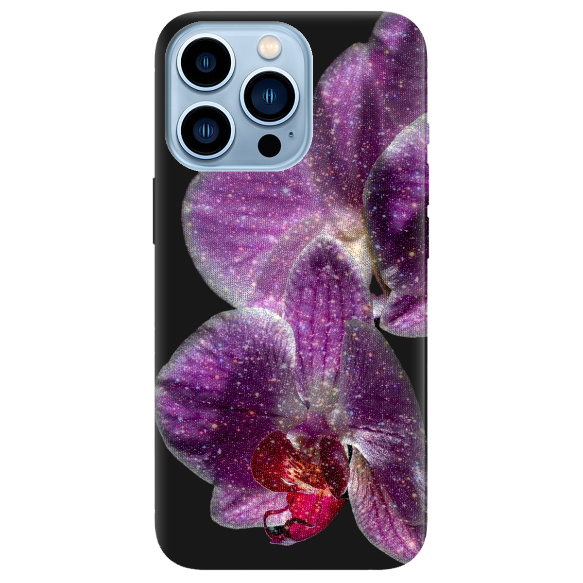 Чохол для Apple iPhone 13 Pro Max чорний матовий soft touch Чарівна орхідея - фото 1 Чохол для Apple iPhone 13 Pro Max чорний матовий soft touch Чарівна орхідея - фото 1 - Чохли для телефонів