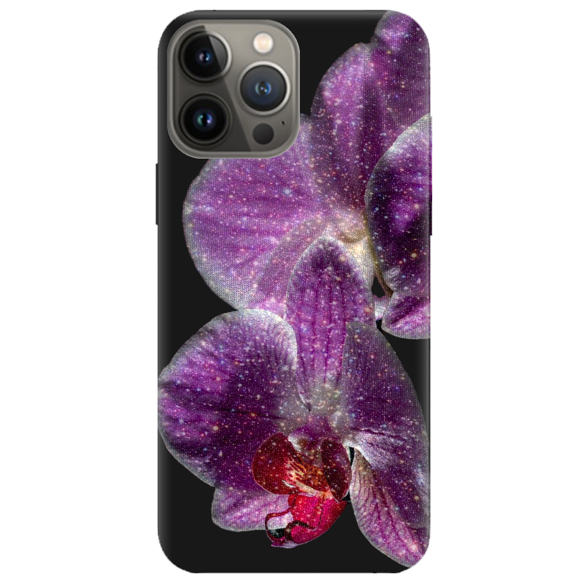 Чохол для Apple iPhone 13 Pro чорний матовий soft touch Чарівна орхідея - фото 1 Чохол для Apple iPhone 13 Pro чорний матовий soft touch Чарівна орхідея - фото 1 - Чохли для телефонів