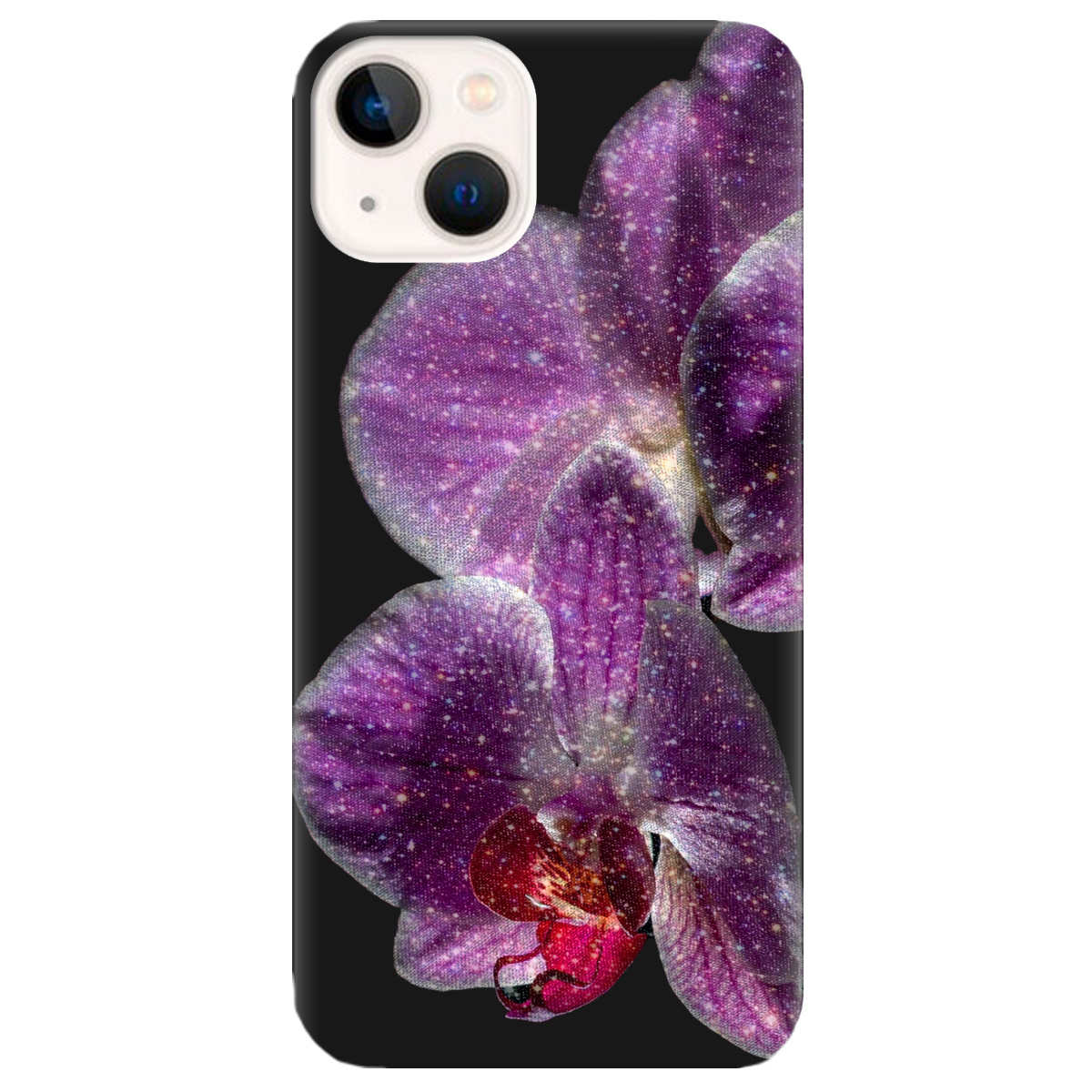 Чохол для Apple iPhone 13 Mini чорний матовий soft touch Чарівна орхідея - фото 1 Чохол для Apple iPhone 13 Mini чорний матовий soft touch Чарівна орхідея - фото 1 - Чохли для телефонів