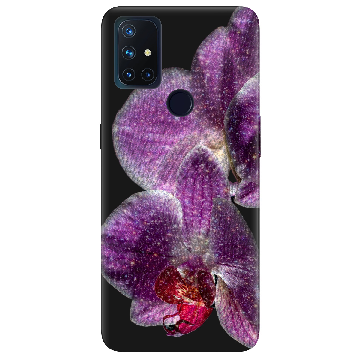 Чохол для OnePlus Nord N10 5G чорний матовий soft touch Чарівна орхідея - фото 1 - Чохли для телефонів