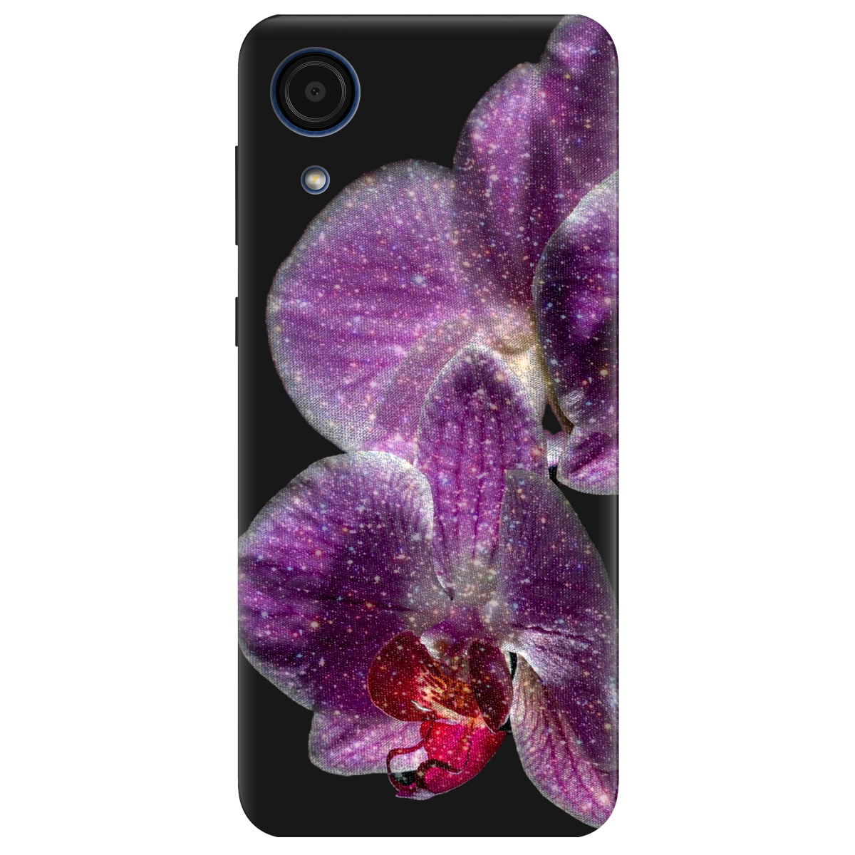 Чохол для Samsung Galaxy А03 Core чорний матовий soft touch Чарівна орхідея - фото 1 - Чохли для телефонів