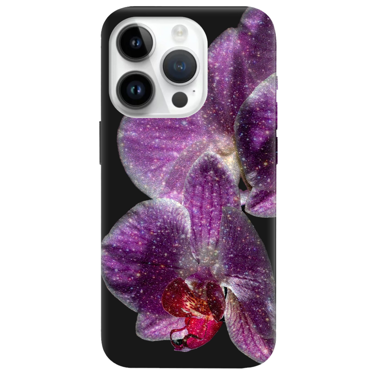 Чохол для Apple iPhone 14 Pro чорний матовий soft touch Чарівна орхідея - фото 1 - Чохли для телефонів