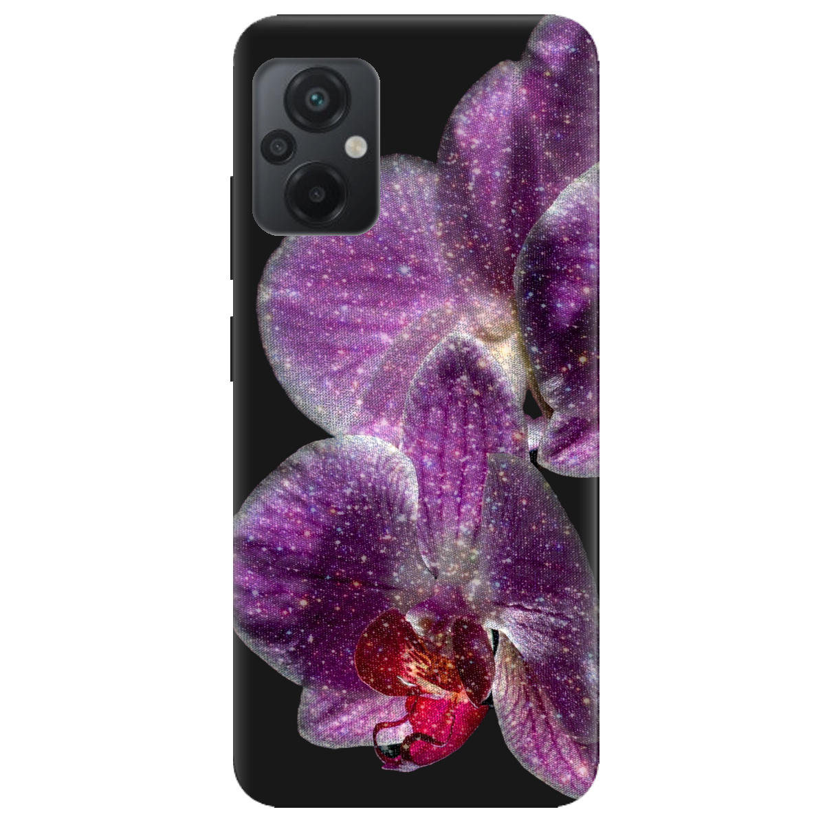 Чохол для Xiaomi Poco M5 чорний матовий soft touch Чарівна орхідея - фото 1 - Чохли для телефонів