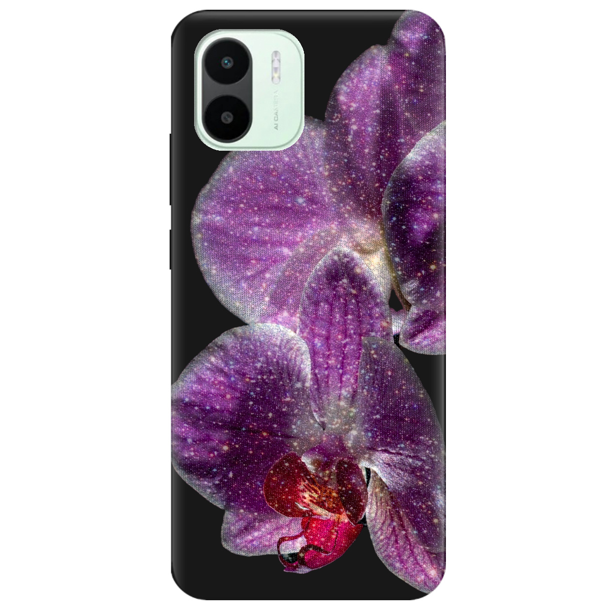 Чохол для Xiaomi Redmi A1 чорний матовий soft touch Чарівна орхідея - фото 1 Чохол для Xiaomi Redmi A1 чорний матовий soft touch Чарівна орхідея - фото 1 - Чохли для телефонів