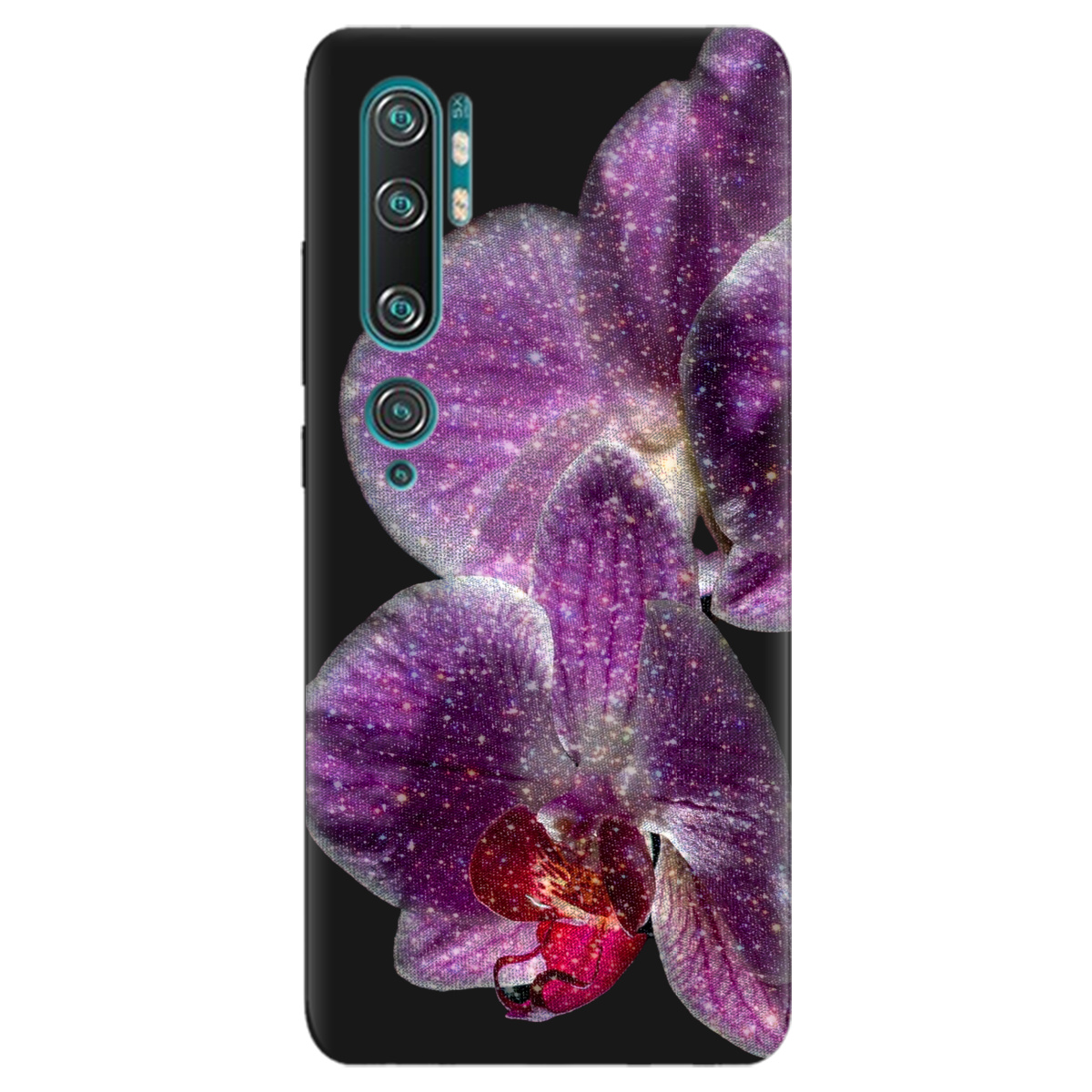 Чехол для Xiaomi Mi Note 10 Pro черный матовый soft touch Волшебная орхидея - фото 1 - Чехлы для телефонов