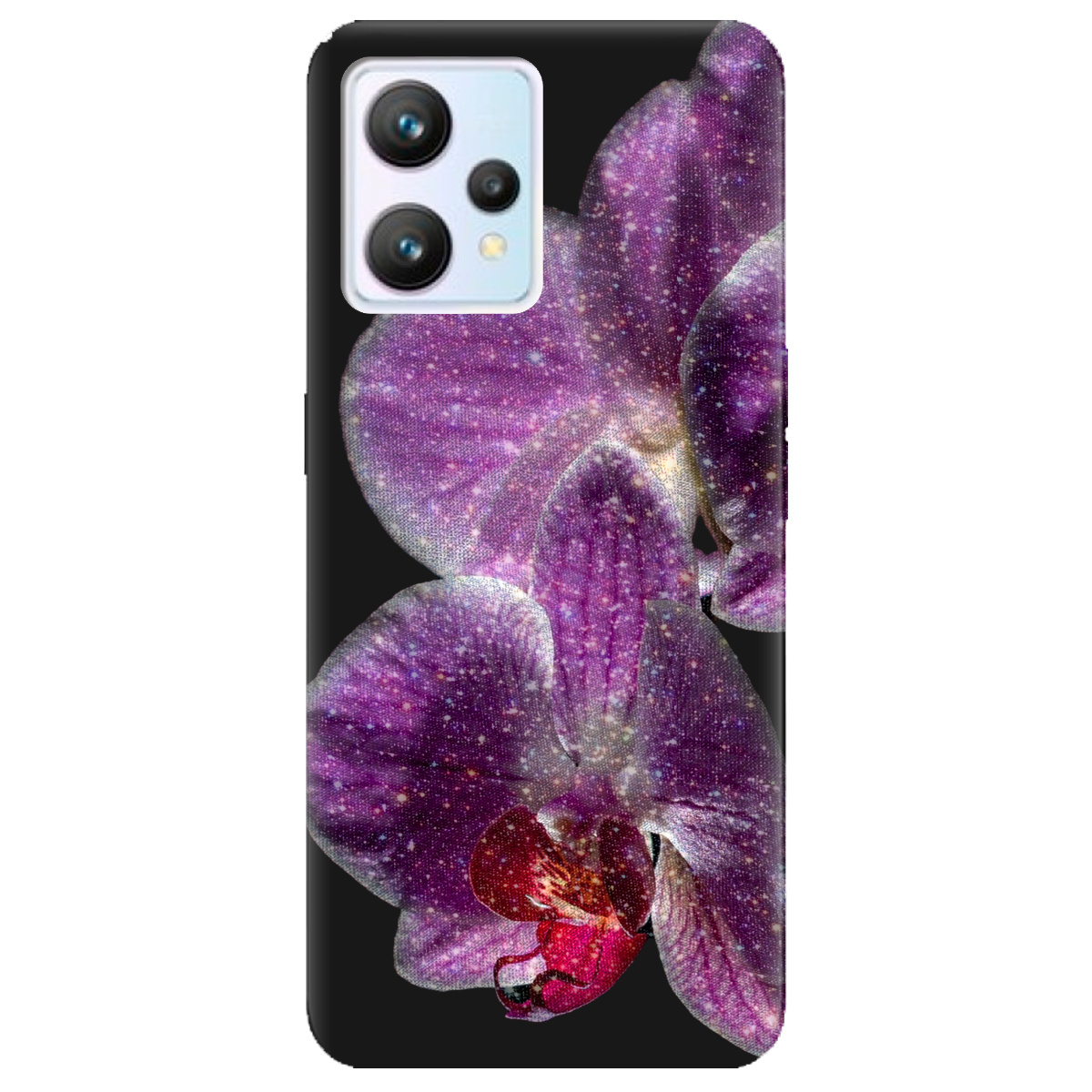 Чехол для Realme 9 черный матовый soft touch Волшебная орхидея - фото 1 Чехол для Realme 9 черный матовый soft touch Волшебная орхидея - фото 1 - Чехлы для телефонов