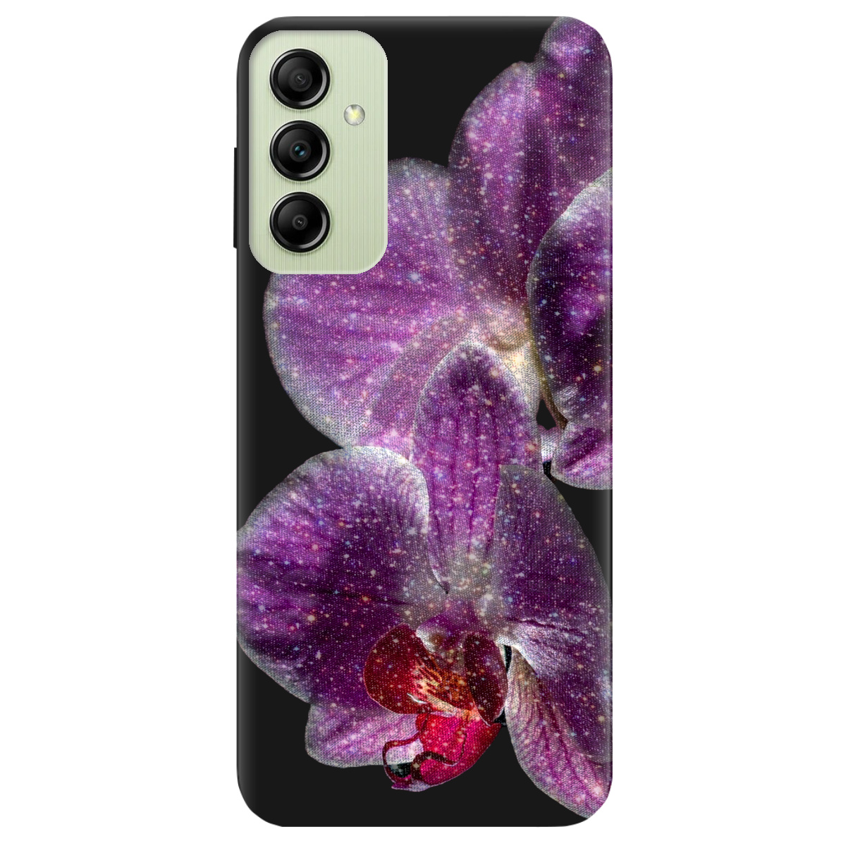 Чохол для Samsung Galaxy A14 чорний матовий soft touch Чарівна орхідея - фото 1 - Чохли для телефонів