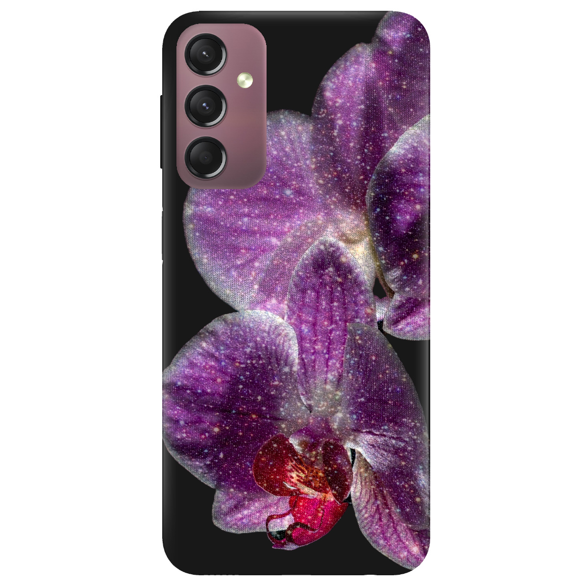 Чехол для Samsung Galaxy A05s черный матовый soft touch Волшебная орхидея - фото 1 Чехол для Samsung Galaxy A05s черный матовый soft touch Волшебная орхидея - фото 1 - Чехлы для телефонов