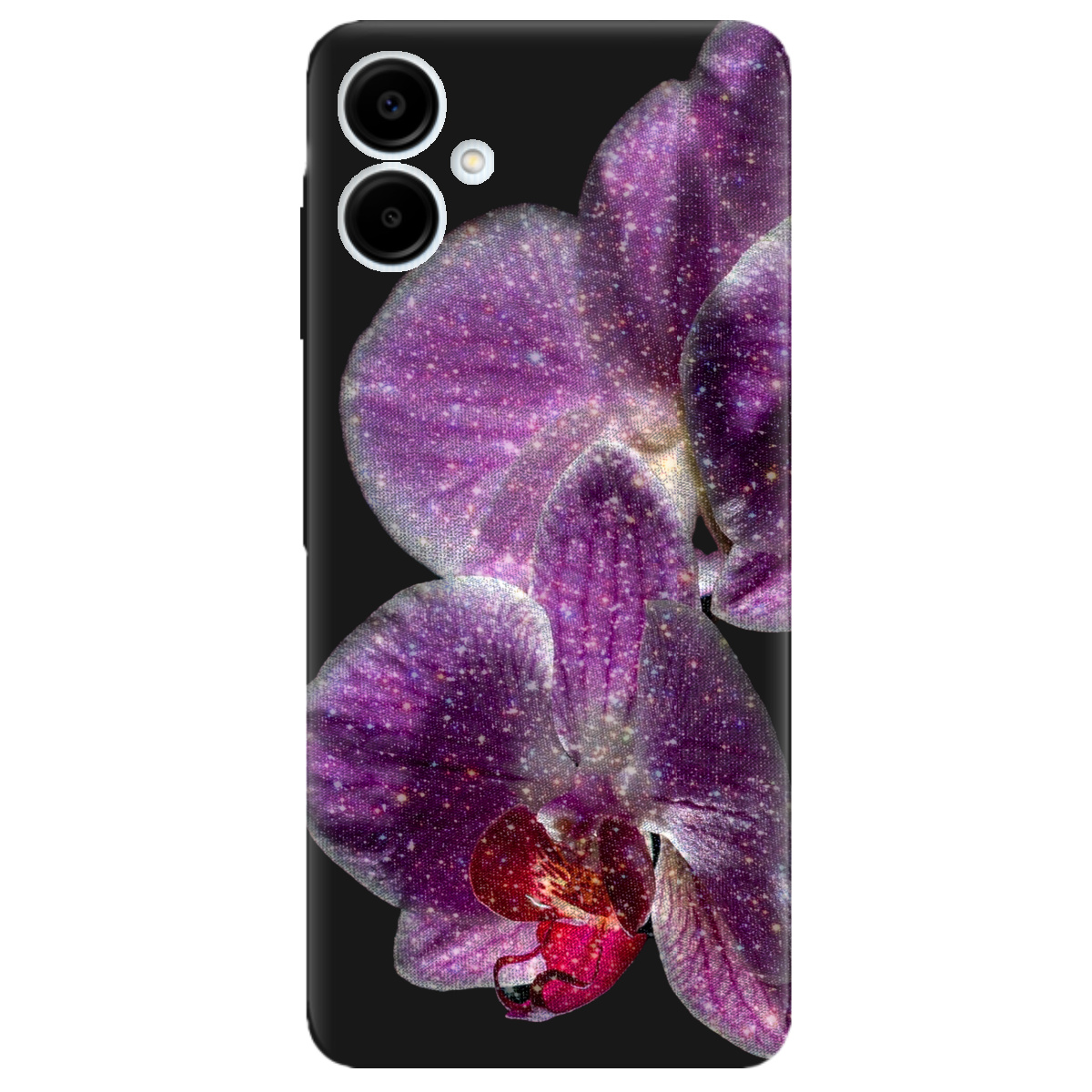 Чохол для Samsung Galaxy A06 чорний матовий soft touch Чарівна орхідея - фото 1 Чохол для Samsung Galaxy A06 чорний матовий soft touch Чарівна орхідея - фото 1 - Чохли для телефонів