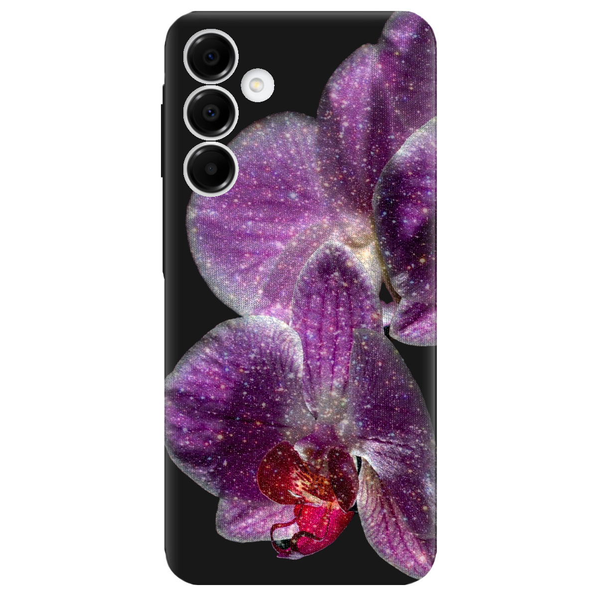 Чехол для Samsung Galaxy A16 черный матовый soft touch Волшебная орхидея - фото 1 Чехол для Samsung Galaxy A16 черный матовый soft touch Волшебная орхидея - фото 1 - Чехлы для телефонов