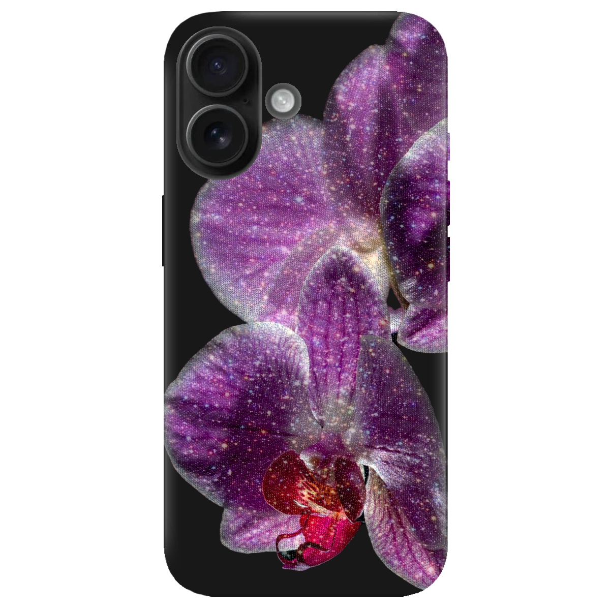 Чохол для Apple iPhone 16 Plus чорний матовий soft touch Чарівна орхідея - фото 1 - Чохли для телефонів