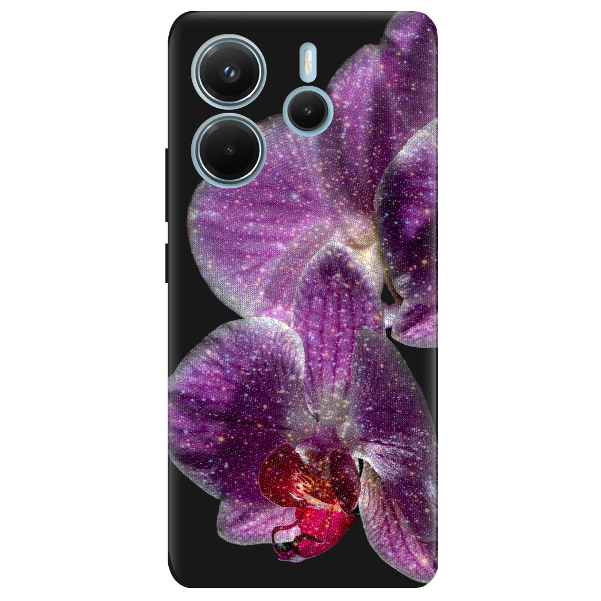 Чохол для Xiaomi Redmi Note 14 4G чорний матовий soft touch Чарівна орхідея - фото 1 - Чохли для телефонів