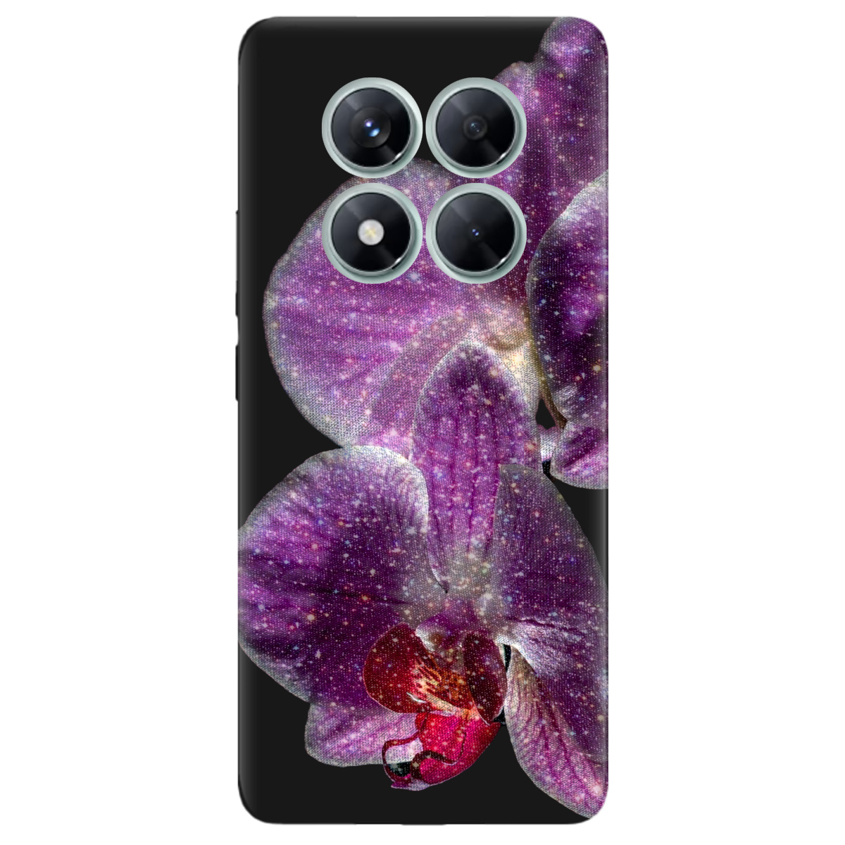 Чохол для Xiaomi Redmi Note 14 Pro 5G чорний матовий soft touch Чарівна орхідея - фото 1 - Чохли для телефонів
