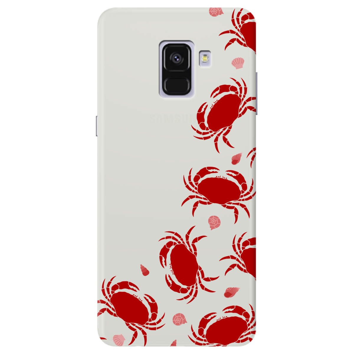 Чехол для Samsung Galaxy A8 2018 полупрозрачный матовый soft touch Крабовое побережье - фото 1 - Чехлы для телефонов