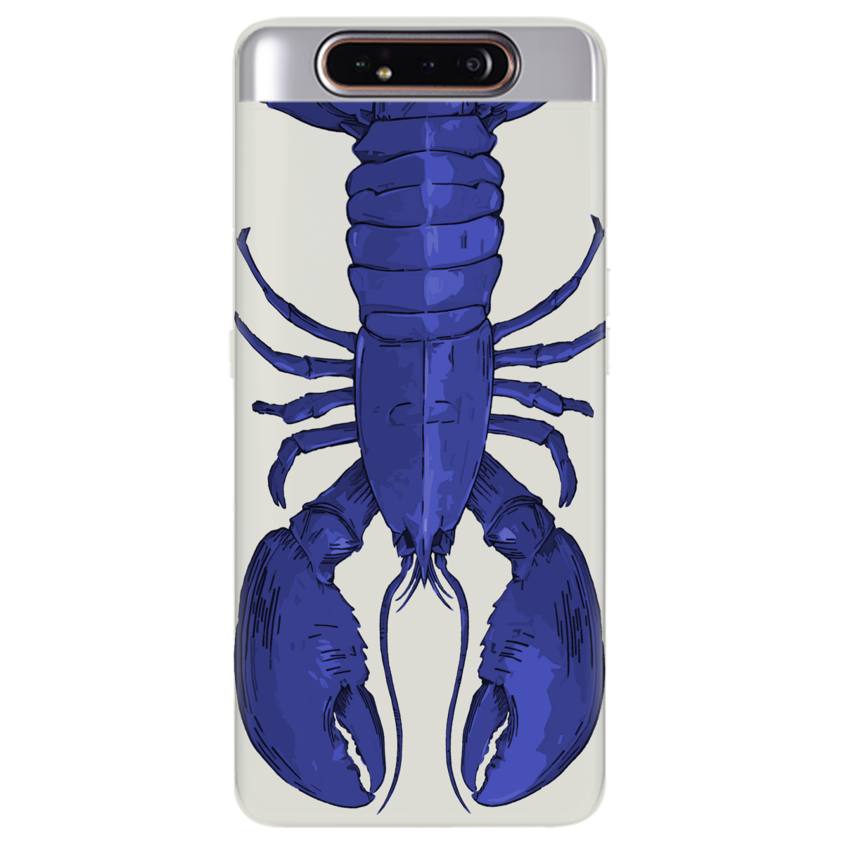 Чехол для Samsung Galaxy A80 полупрозрачный матовый soft touch Синий лобстер - фото 1 - Чехлы для телефонов