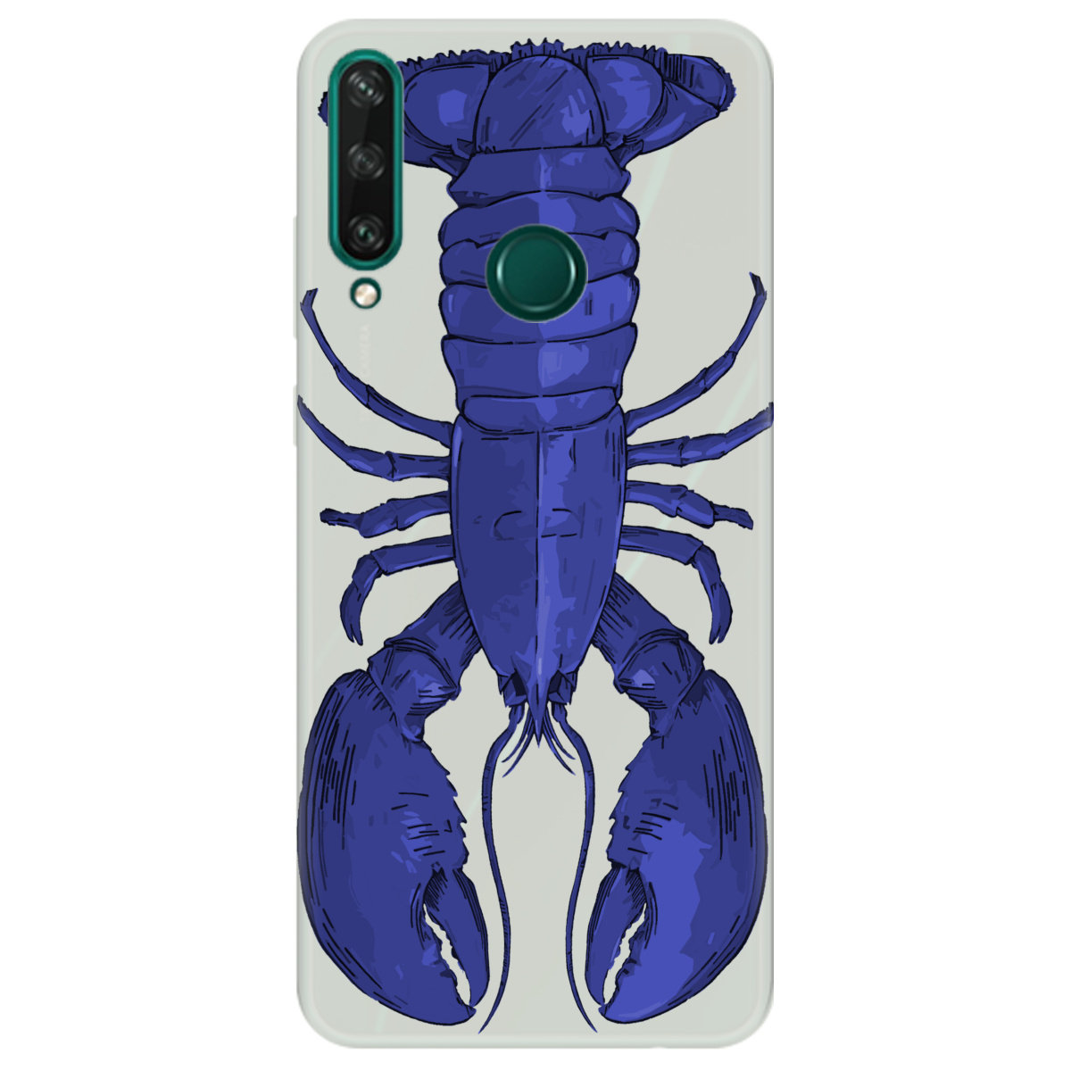 Чехол для Huawei Y6p полупрозрачный матовый soft touch Синий лобстер - фото 1 - Чехлы для телефонов