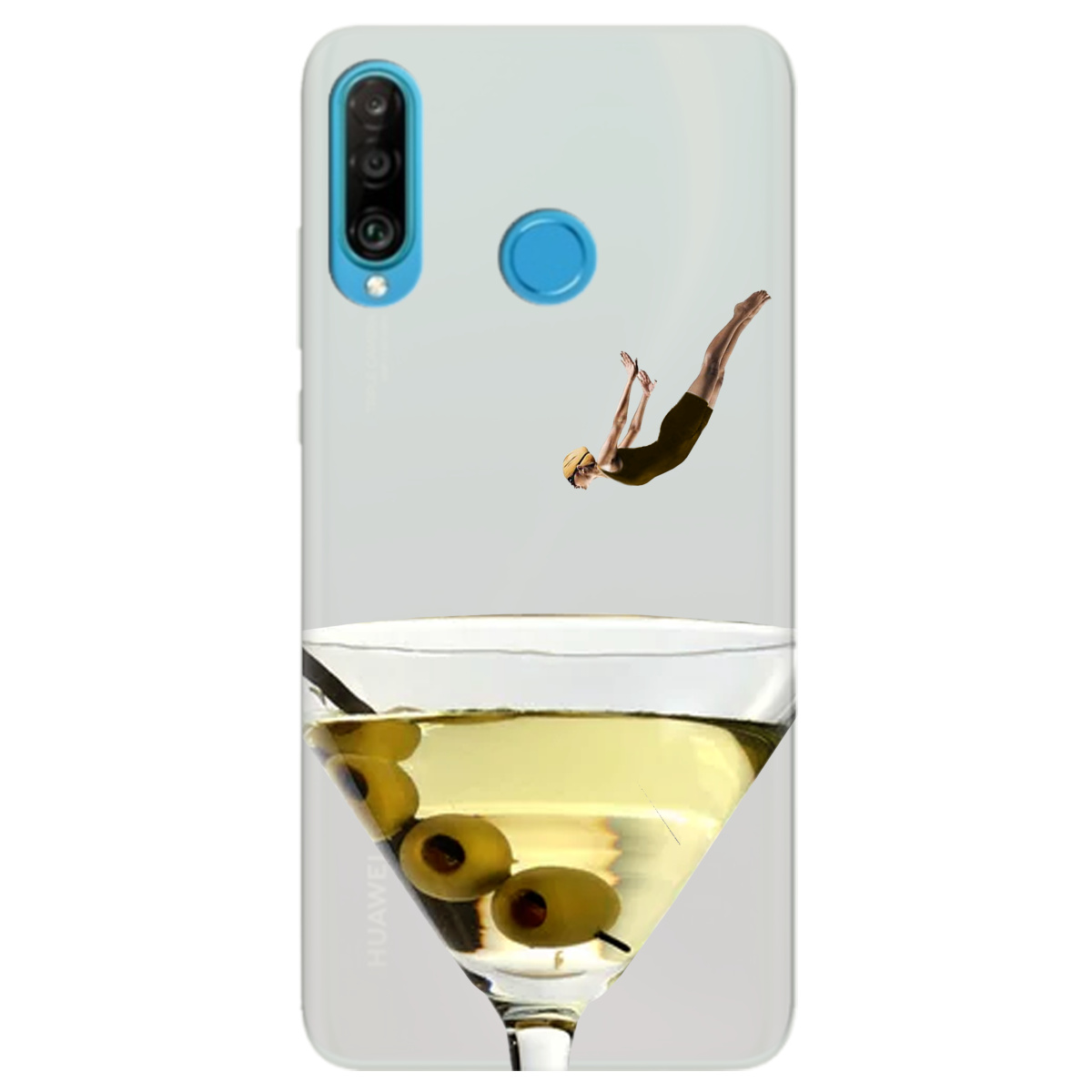 Чехол для Huawei P30 Lite полупрозрачный матовый soft touch Ныряй с головой - фото 1 - Чехлы для телефонов