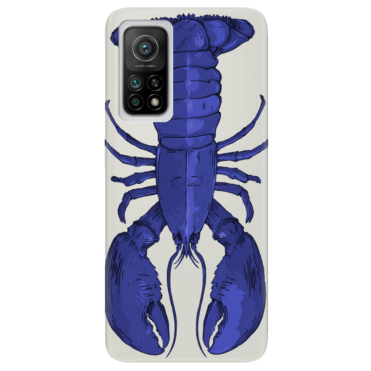 Чехол для Xiaomi Mi 10T/ Mi 10T Pro полупрозрачный матовый soft touch Синий лобстер - фото 1 - Чехлы для телефонов