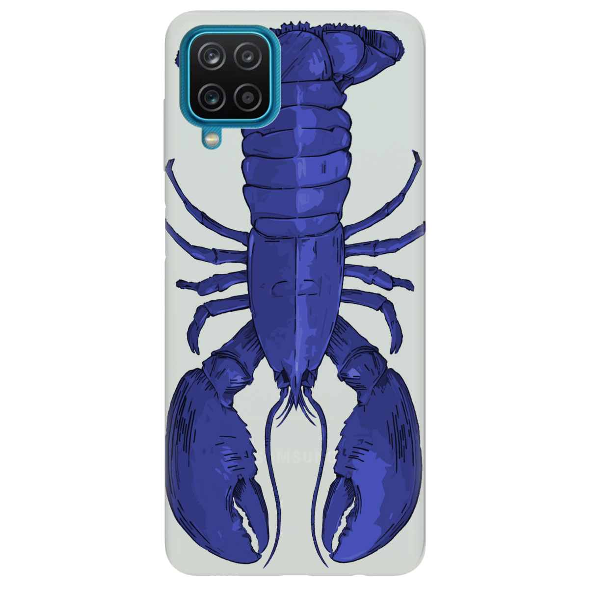 Чехол для Samsung Galaxy A12 4G полупрозрачный матовый soft touch Синий лобстер - фото 1 - Чехлы для телефонов
