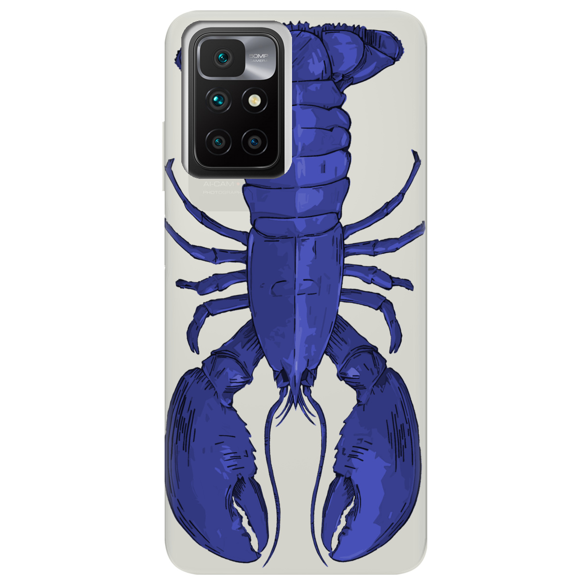 Чехол для Xiaomi Redmi 10 полупрозрачный матовый soft touch Синий лобстер - фото 1 - Чехлы для телефонов