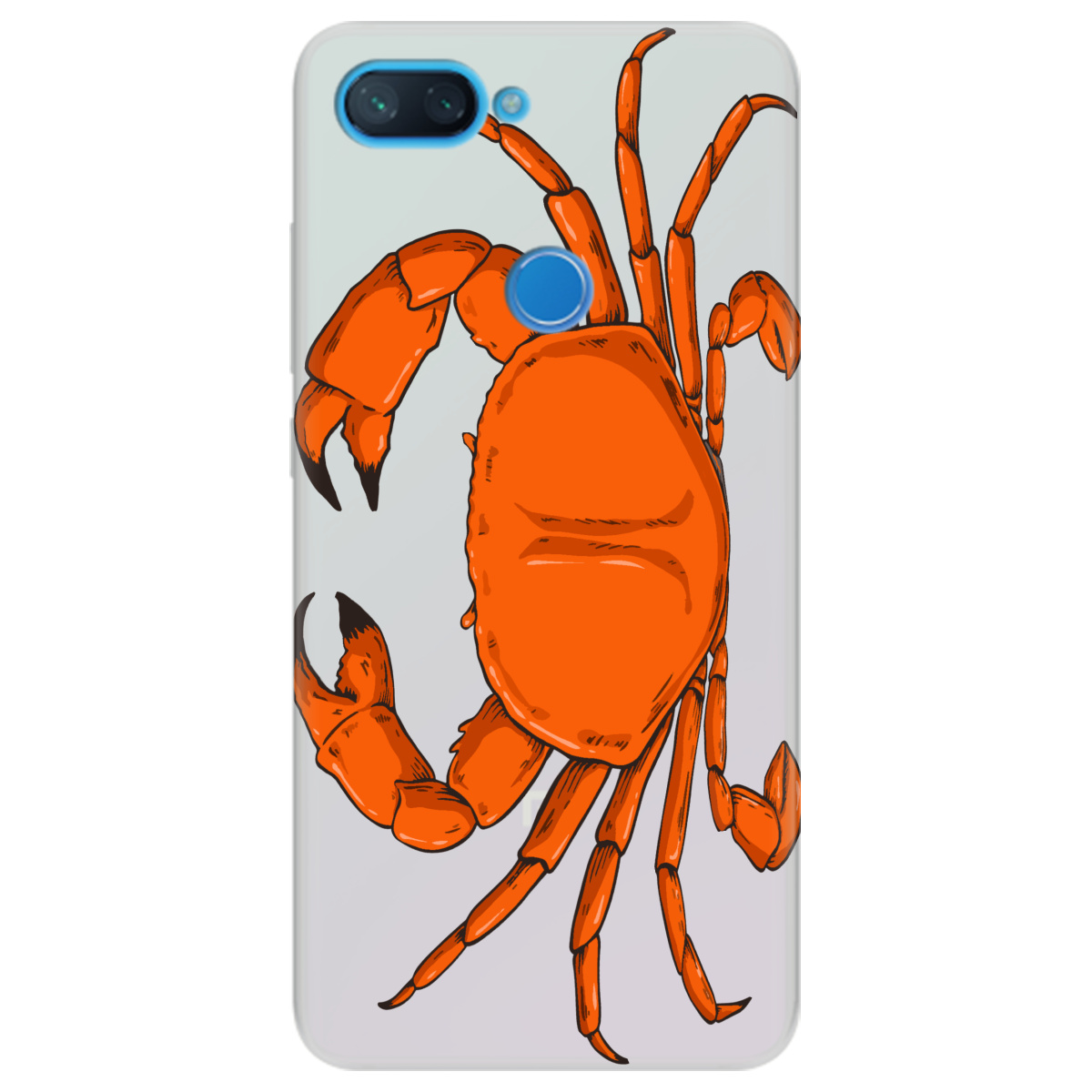 Чехол для Xiaomi Mi 8 Lite полупрозрачный матовый soft touch Подводные клешни - фото 1 - Чехлы для телефонов