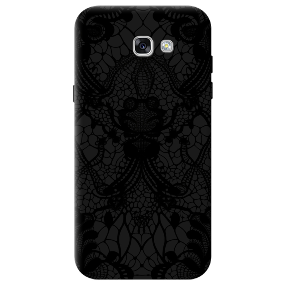 Чохол для Samsung Galaxy A7 2017 чорний матовий soft touch Чорне мереживо - фото 1 - Чохли для телефонів
