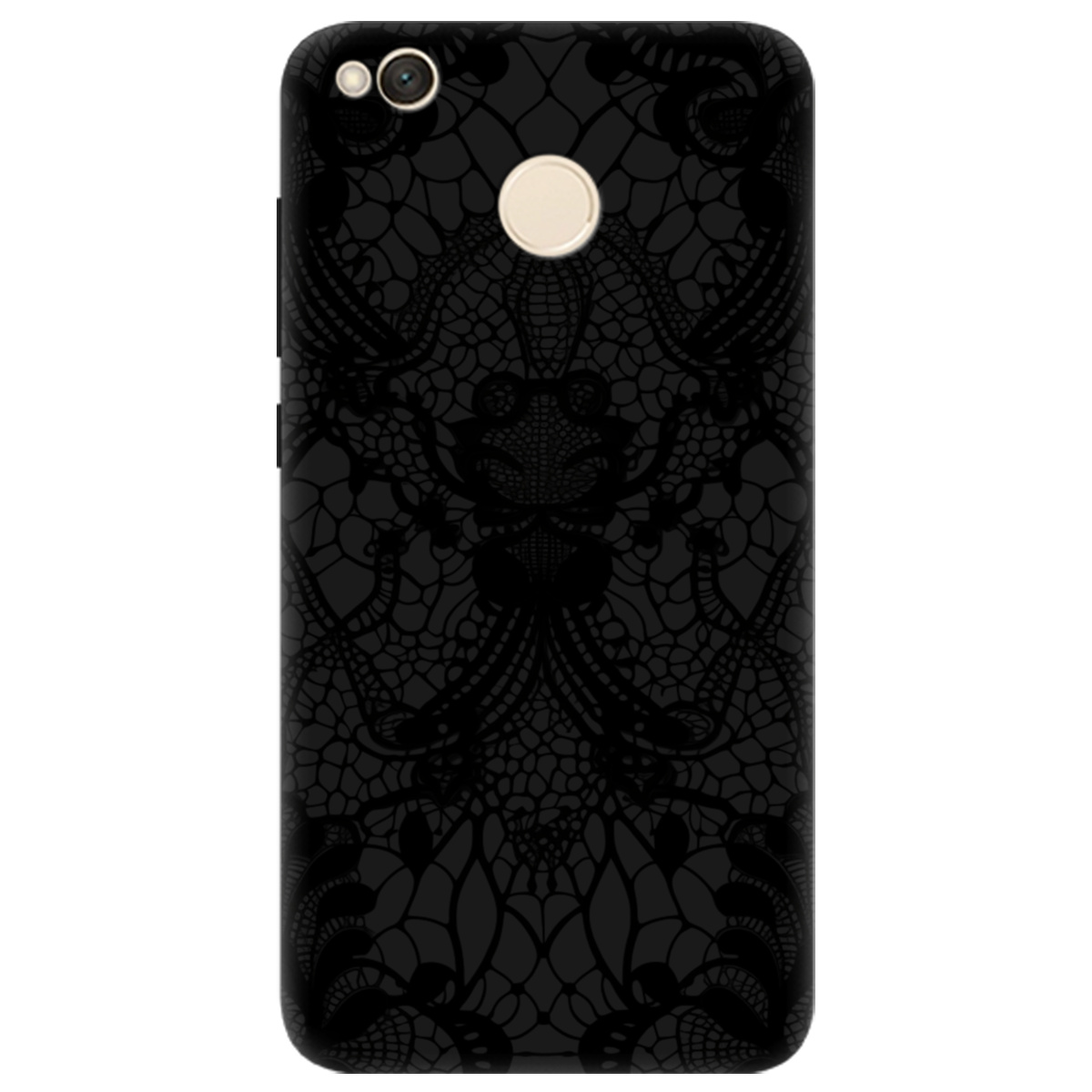 Чехол для Xiaomi Redmi 4X черный матовый soft touch Черное кружево - фото 1 - Чехлы для телефонов