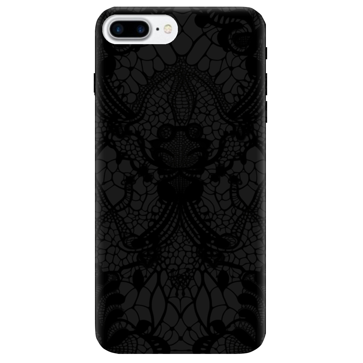 Чохол для Apple iPhone 8 Plus чорний матовий soft touch Чорне мереживо - фото 1 - Чохли для телефонів