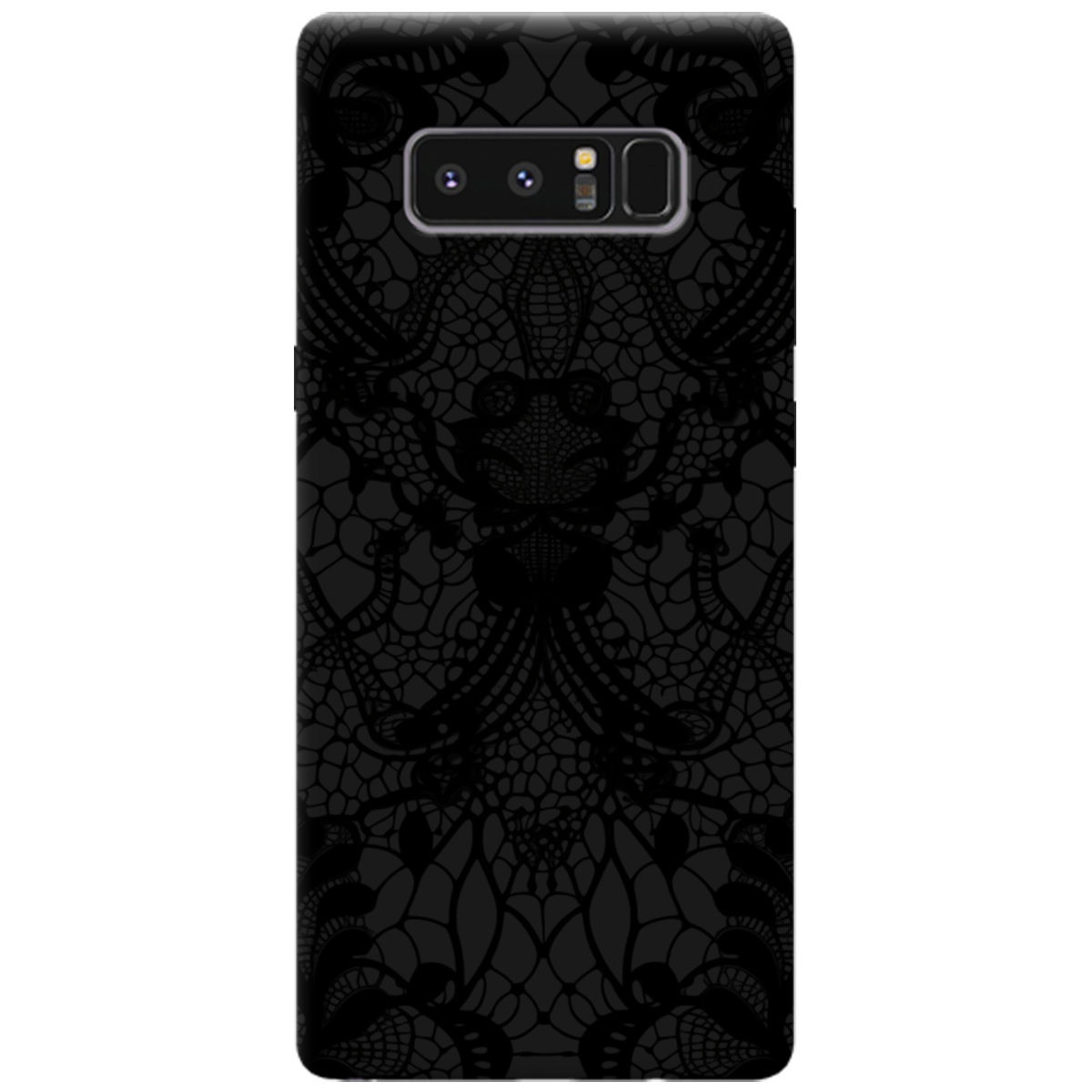 Чохол для Samsung Galaxy Note 8 чорний матовий soft touch Чорне мереживо - фото 1 - Чохли для телефонів