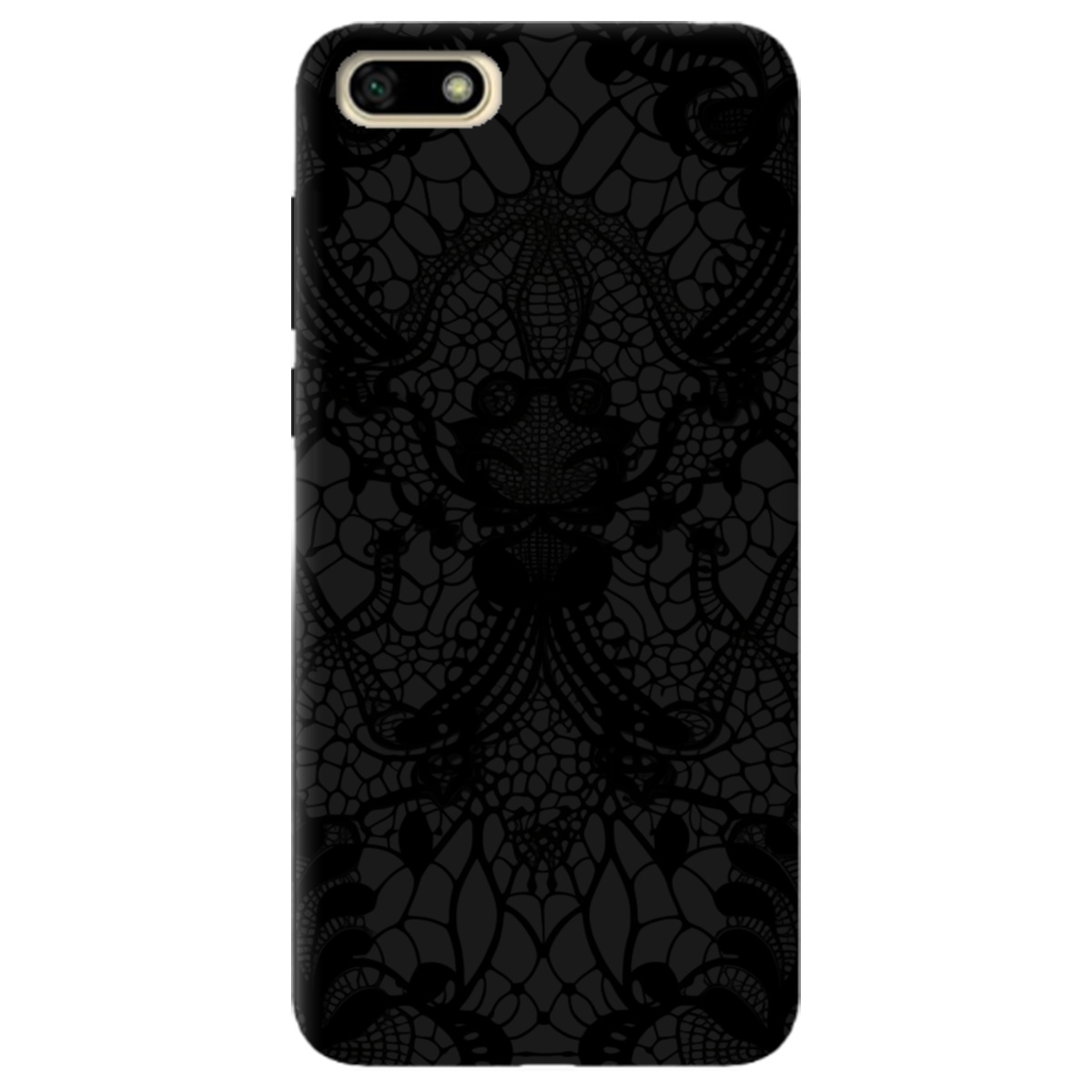 Чохол для Huawei Y5 2018 чорний матовий soft touch Чорне мереживо - фото 1 Чохол для Huawei Y5 2018 чорний матовий soft touch Чорне мереживо - фото 1 - Чохли для телефонів