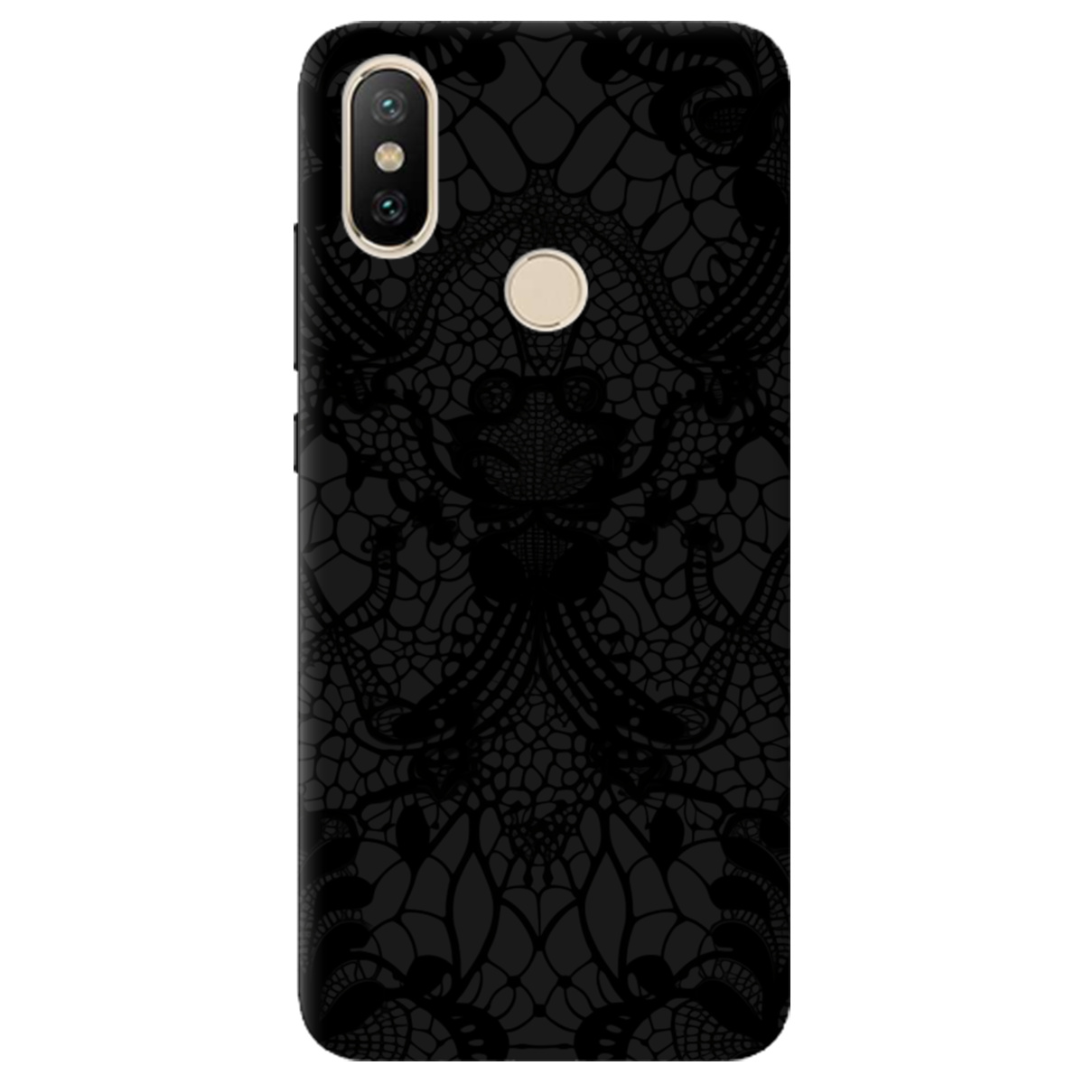 Чехол для Xiaomi Mi A2 Mi 6X черный матовый soft touch Черное кружево - фото 1 - Чехлы для телефонов
