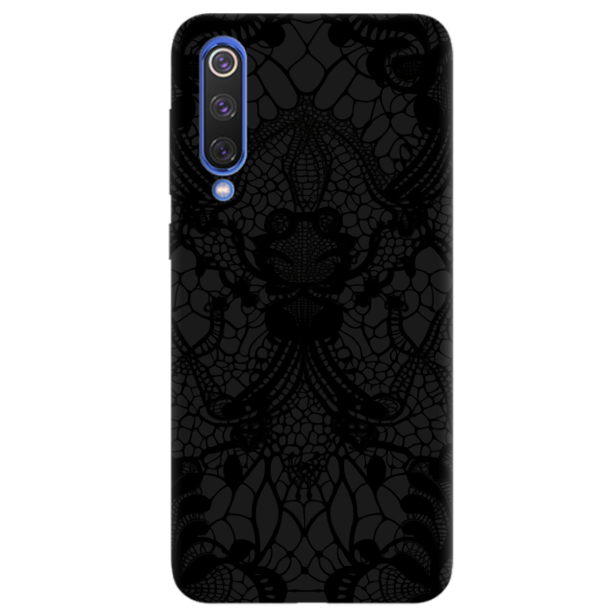 Чохол для Xiaomi Mi 9 чорний матовий soft touch Чорне мереживо - фото 1 Чохол для Xiaomi Mi 9 чорний матовий soft touch Чорне мереживо - фото 1 - Чохли для телефонів