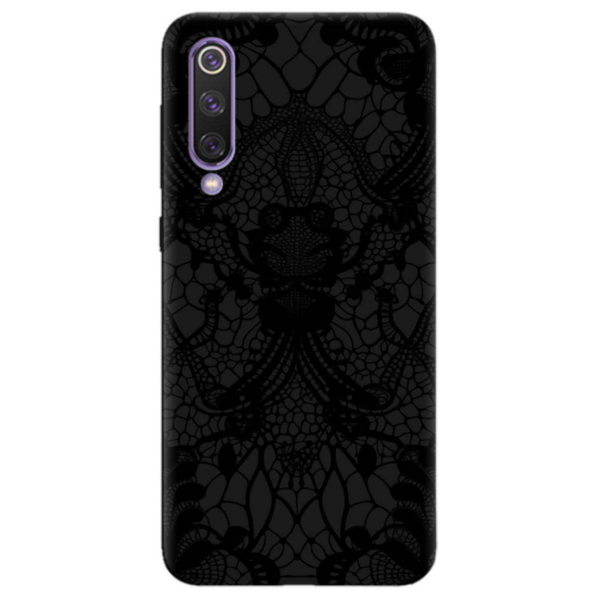 Чехол для Xiaomi Mi 9 SE черный матовый soft touch Черное кружево - фото 1 - Чехлы для телефонов