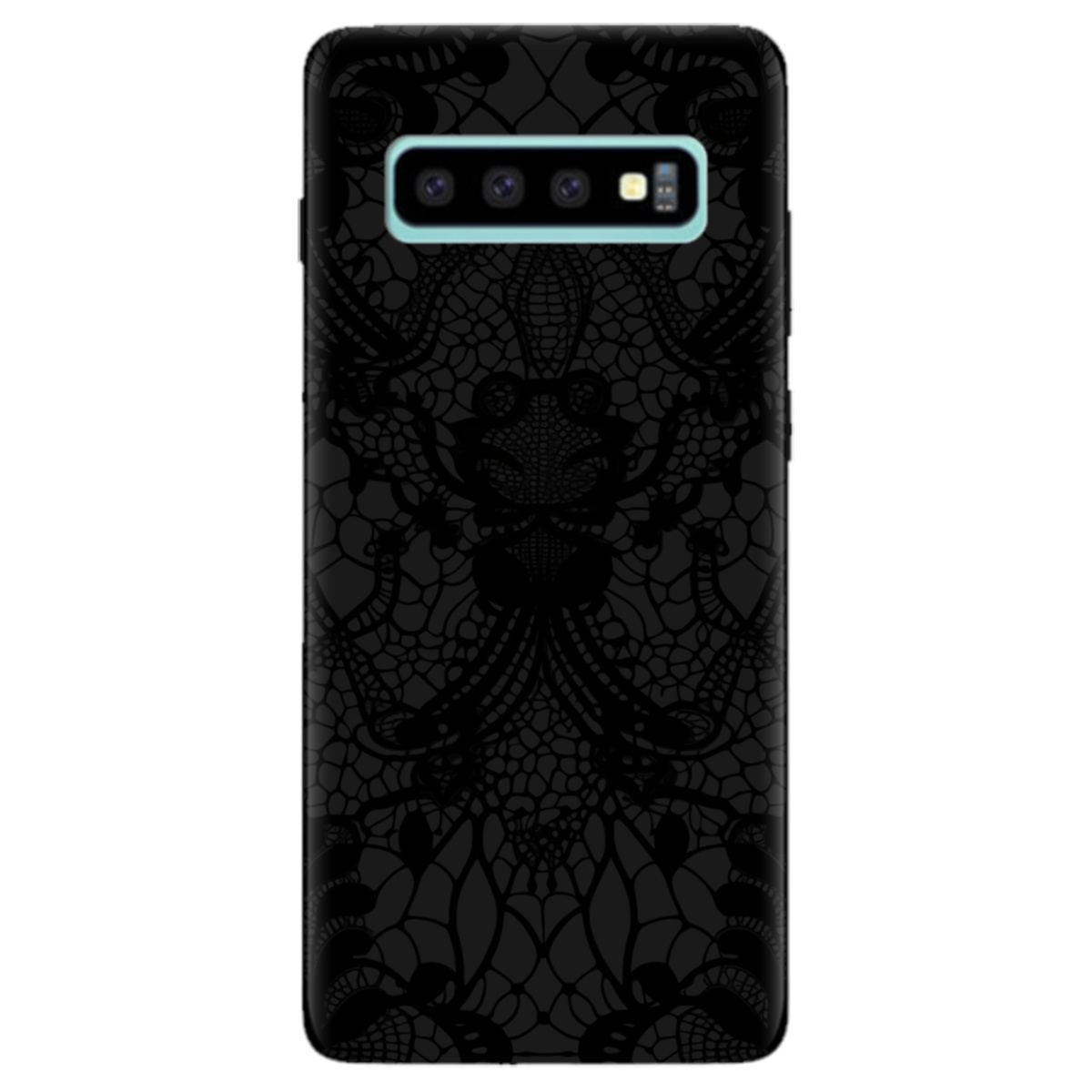 Чехол для Samsung Galaxy S10 Plus черный матовый soft touch Черное кружево - фото 1 Чехол для Samsung Galaxy S10 Plus черный матовый soft touch Черное кружево - фото 1 - Чехлы для телефонов