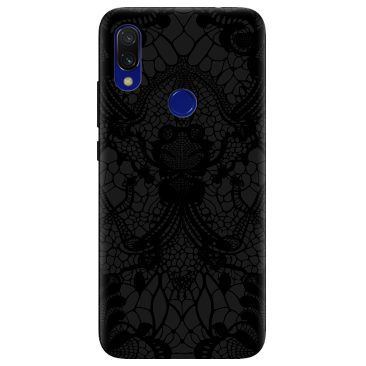 Чехол для Xiaomi Redmi 7 черный матовый soft touch Черное кружево - фото 1 - Чехлы для телефонов